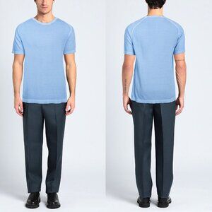 NWT New Diktat Sky Blue Knit Short Sleeve Cotton Top Made In Italy Size XL